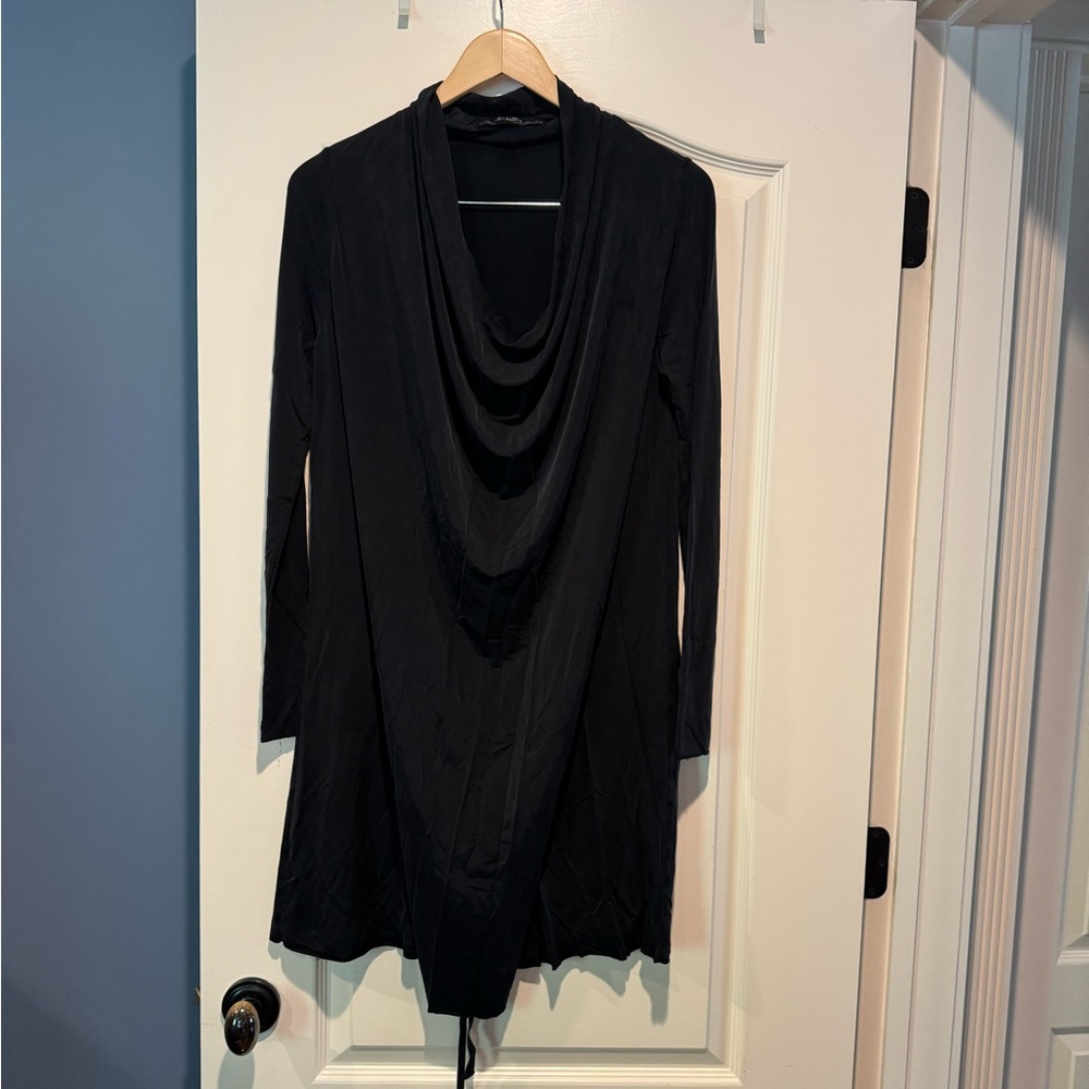 All Saint Black Draped Long Sleeve Dress/ long Shirt